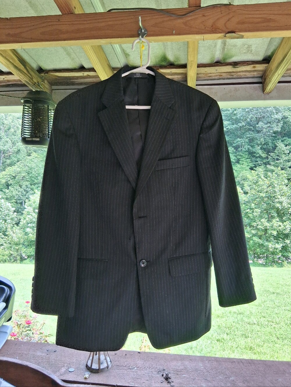 Haggar Classic Black Pinstripe Single-Breasted Blazer Size 38R